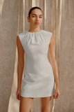 Ariana Pleated Neck Mini Dress Ivory