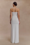 Mirren Strapless Slinky Maxi Dress White