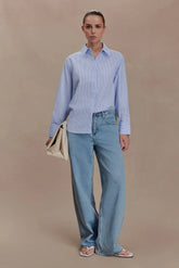 Hansen Oversized Shirt Blue Pinstripe
