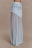 Portia Scuba And Mesh Maxi Skirt Pale Blue