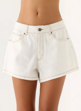 Owen A Line Denim Shorts White
