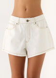 Owen A Line Denim Shorts White
