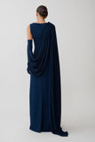 Rhea Detachable Cape Jersey Maxi Dress Navy