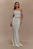 Irene Gathered Knit Maxi Skirt Ivory
