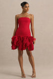 Erica Red Ruffle Puffball Mini Dress