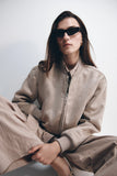 Rudy Suede Bomber Jacket Sand