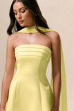 Love Me Lemon Satin Skater Mini Dress With Chiffon Scarf