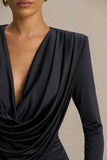 Ciela Black Extreme Plunge Neck Mini Dress