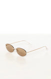 Otra Eyewear Jasmine Brown Gold Metal Frame Oval Sunglasses