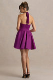 Peggy Mulberry Halter Neck Skater Mini Dress