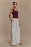Callum Drawstring Straight Leg Pants White