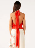 Willow Chiffon Top Coral