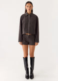 Jeremy Faux Suede Shorts Tan Grey