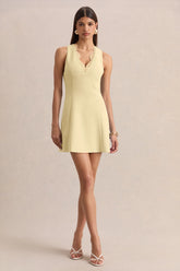Raya Lemon Plunge Neck Mini Dress