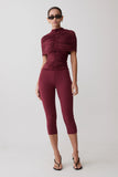 Blanca Stretch Crepe Capri Pants Mahogany