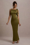 Kacey Olive Twisted Knot Maxi Dress