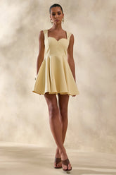 Katya Lemon Sweetheart Neck Skater Mini Dress
