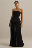 Feeling Good Black Bandeau Jumpsuit With Pleated Trouser