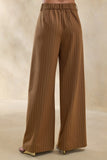 Meliva Brown Pinstripe Wide Leg Tailored Trouser