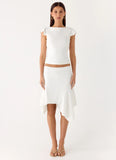 Maxina Asymmetrical Midi Skirt White