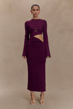 Azariah Long Sleeve Knit Midi Dress Plum