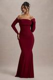 Amaia Berry Bardot Long Sleeve Maxi Dress