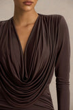 Ciela Brown Extreme Plunge Neck Mini Dress