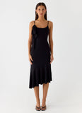 Tranquility Asymmetric Midi Dress Black