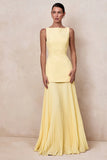 Hadley Lemon Boat Neck Maxi Dress With Drop Waist