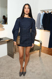 Cosmala Denim Long Sleeve Mini Dress Indigo Blue