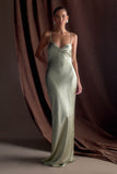 Lilly Sweetheart Satin Maxi Dress Sage