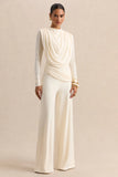 Raniella White High Neck Top With Gathered And Draped Detailing