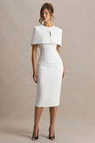 Baylor White Midi Dress With Removable Cape