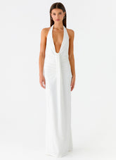 Cheyenne Halter Neck Maxi Dress Ivory