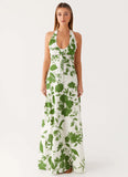 Ember Valley Cotton Maxi Dress Verdant Bloom