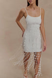 Tove Hand Knit Flower Mini Dress White