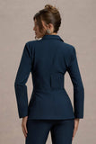 Unbeaten Navy Fitted Corset Blazer Jacket