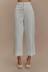 Kaitlyn Cropped Wide Leg Jeans White