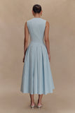 Keely Cotton Sleeveless Midi Dress Sky Blue
