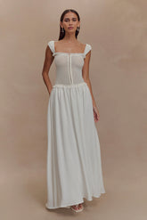 Tahlia Pointelle Knit Midi Dress White