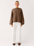 Jack Oversized Knit Sweater Tan Marle