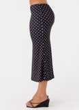Bahama Low Rise Midi Skirt Black Polkadot