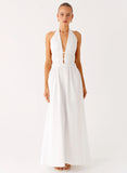Figaro Halter Maxi Dress White