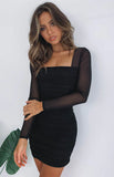 Estee Long Sleeve Mesh Party Dress Black