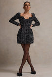 Contessa Black Boucle Long Sleeve Mini Dress