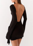 Niella Long Sleeve Wrap Mini Dress Black