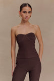 Elodie Strapless Cupped Knit Top Chocolate