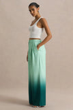 Safia Emerald Ombre Satin Wide Leg