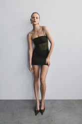 Maryk Mesh Mini Dress Khaki