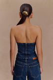 Monte Strapless Diamante Denim Corset Midnight Blue